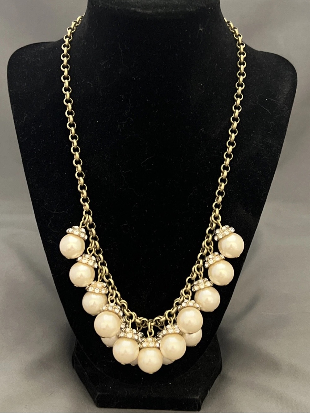 J. Crew Faux Pearl & Rhinestone Rondelle Statement Necklace - 20"